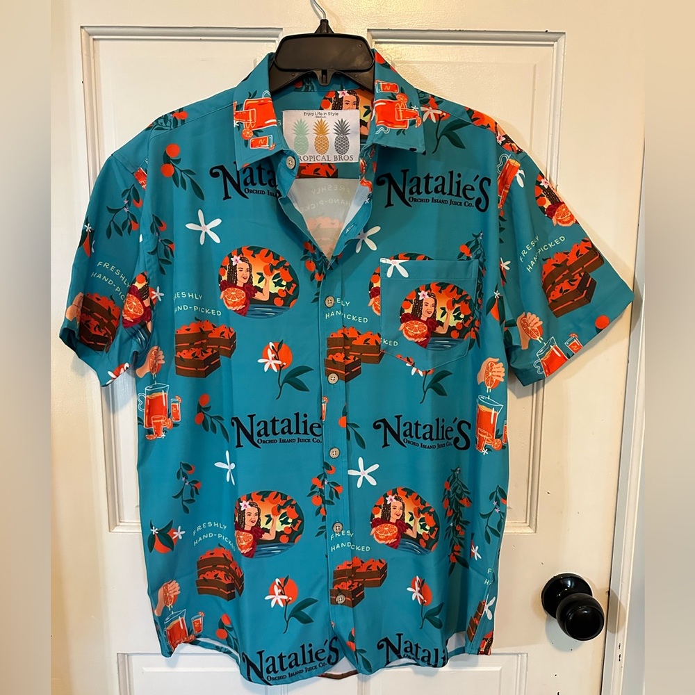 Tropical Bros‎ Natalie's Island Juice Hawaiian Button Up Shirt Mens Medium